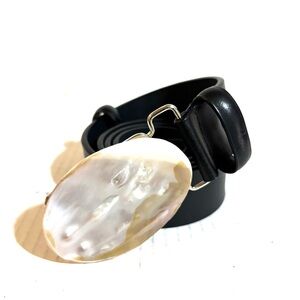 Handmade Elegant Black  Belt with shell Pearl Accent SM